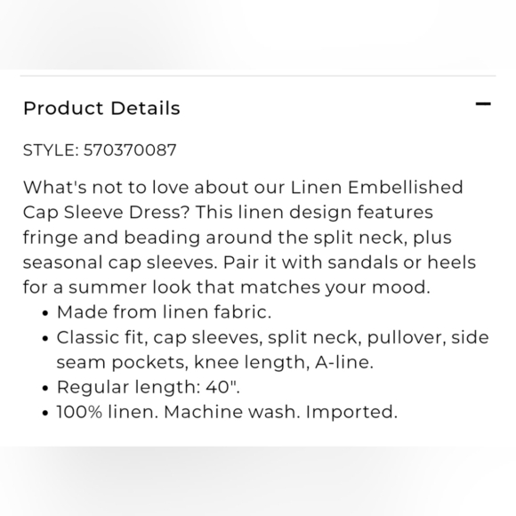 Chico's Women's Ecru 100% Linen Embellished Cap Sleeve Dress Sz 10 - Picture 5 of 15